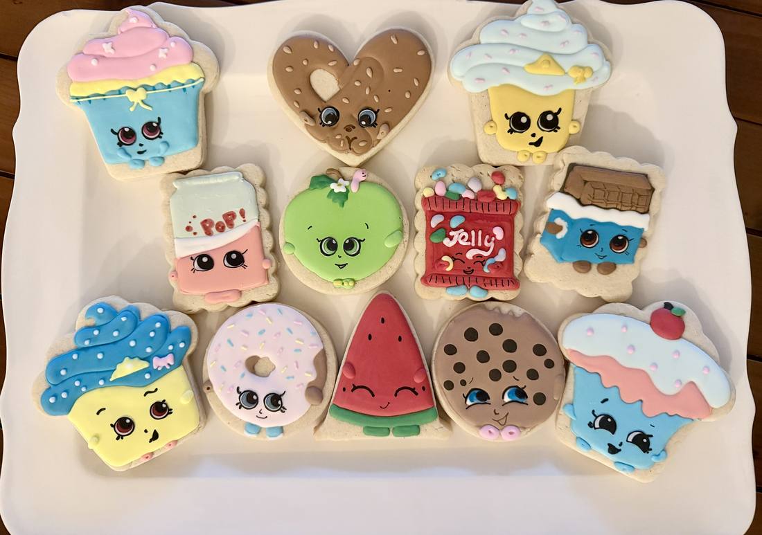 Character shopkins style birthday cookies